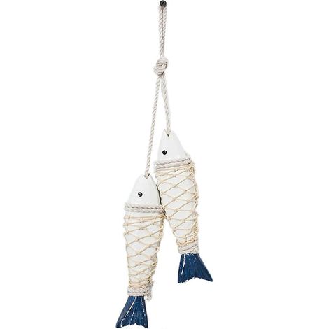 Hängender Holzfisch, halbes Stück, nautische Dekoration, mediterraner Wandschmuck für das Mittelmeer
