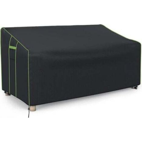 Double sofa cover, waterproof silver-coated Oxford fabric for outdoor use, dustproof and sunproof outdoor furniture cover (black, 137 x 94 x 69/89 cm)