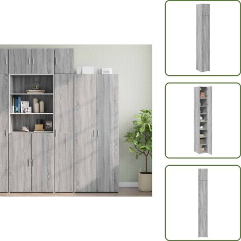Stauraum - vidaXL Hochschrank Schmal Grau Sonoma 30x42,5x225 cm Holzwerkstoff - Schrankfach (1/5)