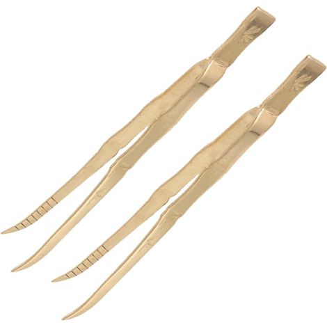 Lot de 2 Pinces à Charbon Vintage en Laiton, Outil de Saisie pour Brûleur de Parfum Électronique, Accessoires pour Cérémonie Religieuse et Usage Personnel, Dimensions Moyennes, (1/5)