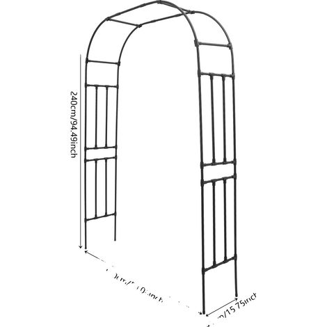 Arche de jardin, design autoportant, motif tordu élégant, noir (1/2)