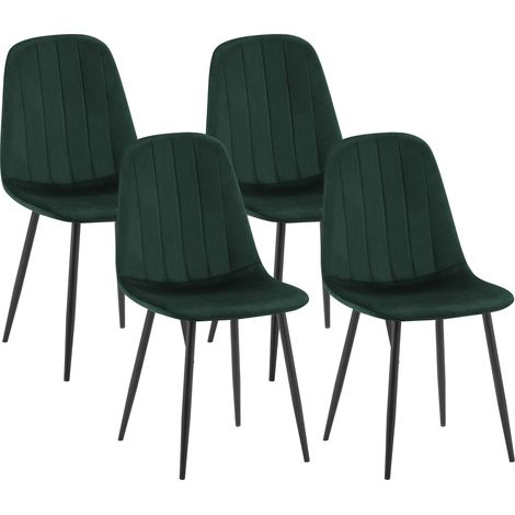 Juego de 4 sillas de comedor Baxter de terciopelo Verde (1/5)