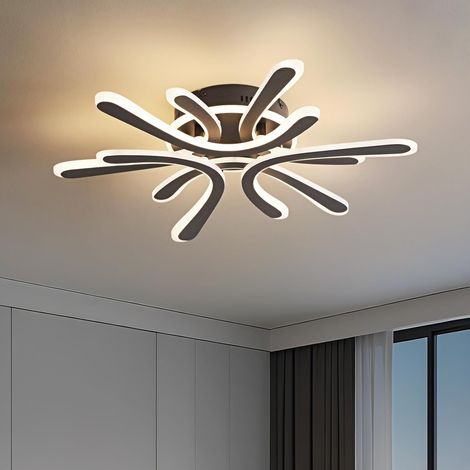 Amdelne Plafonnier LED Noir 40W,Fleur Acryl 55cm,2800K-6000K,Télécommande,veilleuse et fonction mémoire pour Cuisine salon Chambre [Classe F]