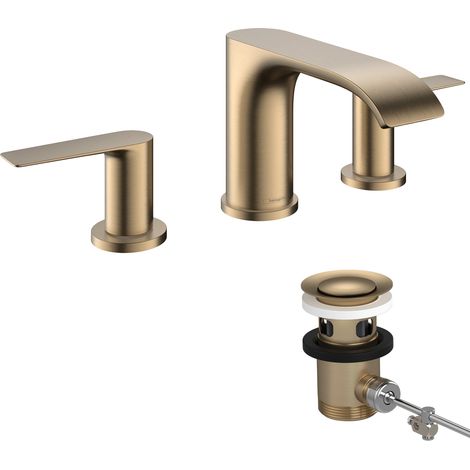 Hansgrohe Vivenis - Waschtischarmatur mit Ablaufgarnitur, 3-Loch-Montage, EcoSmart, Bronze gebürstet 75033140