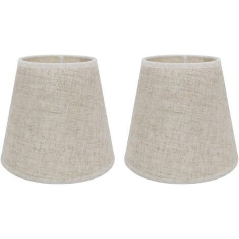 QORVA-Lot de 2 Abat-jours E27 pour Lampe de Table Applique Murale,Lustre,Abat-jour en Cristal,10 cm (Haut) x 14 cm (Hauteur) x 16 cm (Bas),Linen (1/5)