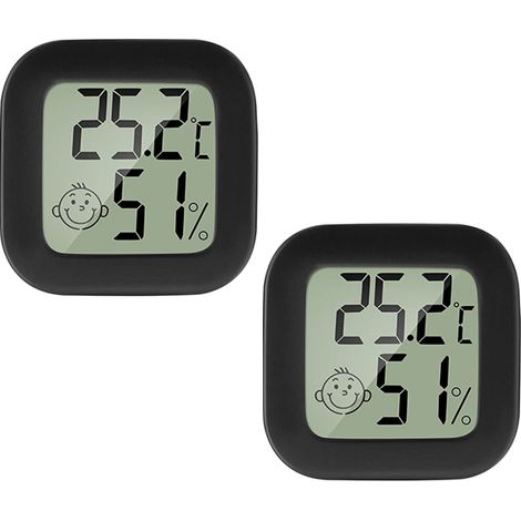 Hygromètre thermomètre numérique mini LCD d'intérieur 10  70 ° C 99 CHR 2 pièces Noir (1/5)