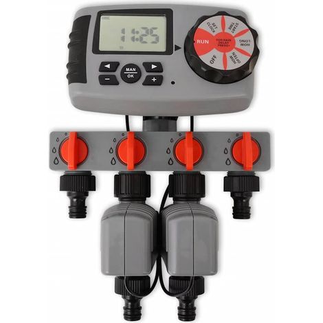vidaXL Temporizador de riego automático con 4 estaciones 3 V (1/2)