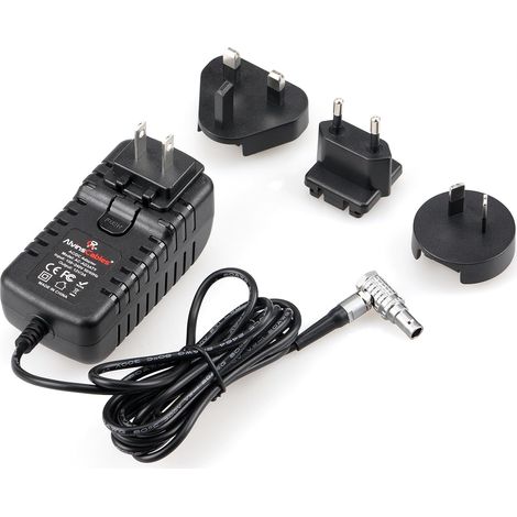 Adaptateur Secteur Câble Convertisseur Angle Droit 2 Broches vers AC Universel avec Fiches US UK EU UA pour Z Cam E2 Flagship, Cube Hollyland Cosmo 600 (1/5)