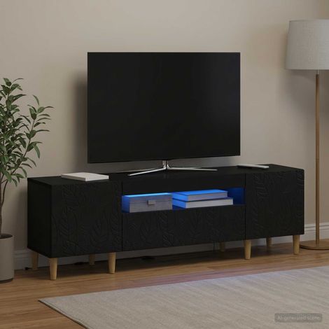 Irovami LED TV Stand Black Engineered Wood (1/5)