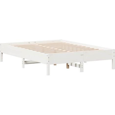 Maison Exclusive - Massivholzbett ohne Matratze Weiß 135x190 cm K (1/5)