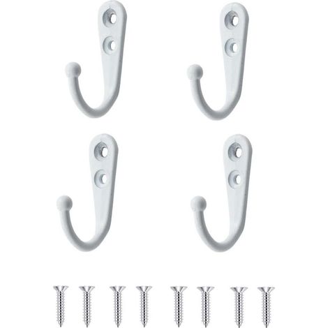 crochets pour chambre, salle de bain, cuisine et étagères de placard (8 vis) - blancs