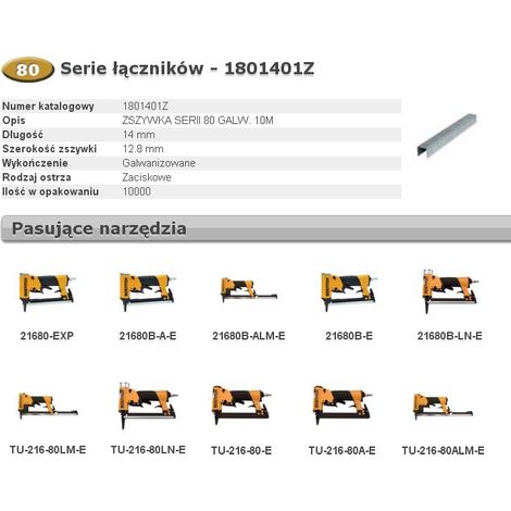 Grapas grapas para trabajos ligeros, serie 80, corona 12,8 mm, galvanizadas - 14 mm