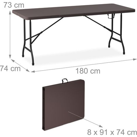 Set da giardino tavolo pieghevole 180 x 74 x 73 cm 2 panche pieghevoli uso esterno design moderno in acciaio nero 130015788