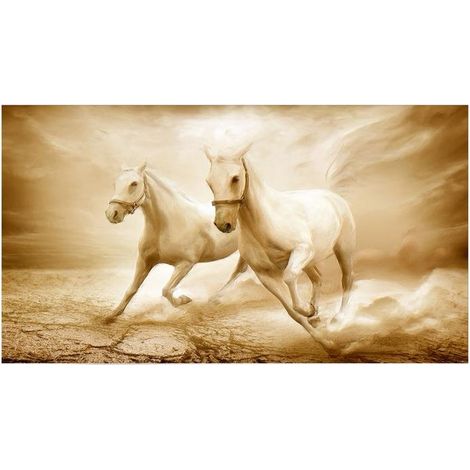 Lupia Quadro Moderno, Vetro Acrilico Plexy, Facile da appendere, da parete, stampa con Colori intensi, prodotto in Italia, 100x150 cm CAVALLI BROWN (1/4)