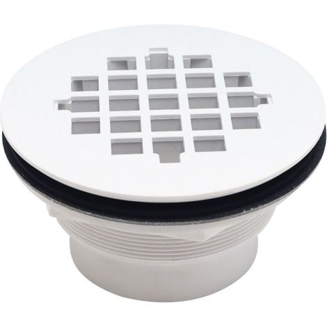72104204 White Plastic Flexible Shower Floor Drain with ABS Chrome Cover for Bathroom MUMU (1/2)