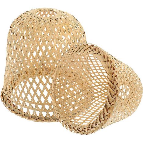 Lot de 2 abat-jour en bambou tressé style rustique pour suspension, accessoire de lampe (1/5)