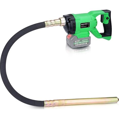 Secoueur à béton, sans fil, compatible avec batterie 18 V, 850 W, outils de béton, compresseur de béton, avec tuyau de 1,5 m, flacon vibrant de 35 mm avec bouton de verrouillage (sans batterie) (1/5)