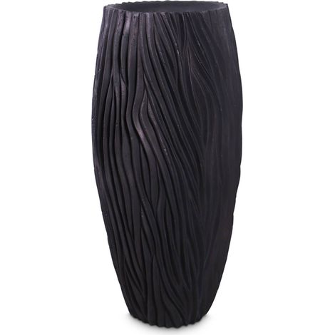 Bac plastique & particules métal Ø45cm H100cm Ext. bullet noir vague - dimhaut: H 100 cm - couleur: Noir (1/2)