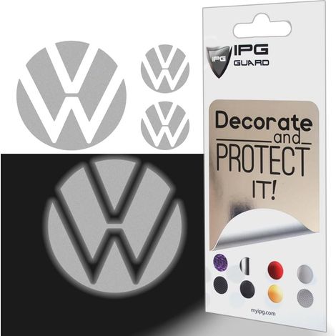Autocollants IPG pour VW Passat Polo Tiguan Golf 2021, logos avant/arrière, ensemble de 4 unités (blanc réfléchissant) (1/5)