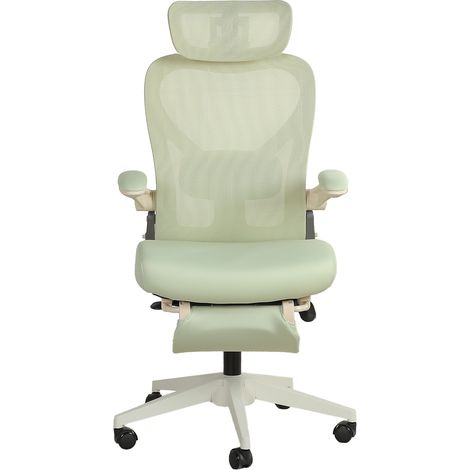 Sedia da ufficio ergonomica pieghevole, sedia pieghevole per spazi ridotti con supporto lombare, cuscino in schiuma, braccioli pieghevoli, poggiatesta 3D e sedia da ufficio con pedali, verde (1/5)