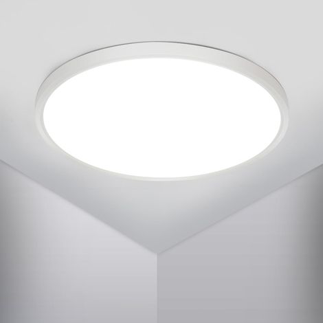 GOECO Plafonnier LED Étroit et Étanche, Blanc, 49x49x2.5 cm, 42W, Lumière Jour 6500K, Pour Plafond Humide (Salle de Bain, Cuisine, Garage), Installation Facile, Design Ultra-Plat (1/5)