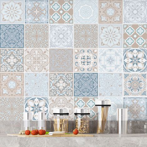Stickers carrelage - Motif carreaux de ciment - 36 Stickers 20x20 cm - Adhésif MAT (1/3)