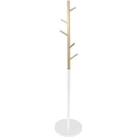 The Home Deco Factory – Portemanteau bicolore en bois 180 cm – 5 patères – Base ronde pour intérieur contemporain