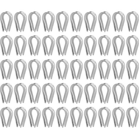 50 Pièces Câble Métallique Cosse Câble Métallique Clips Outils de Gréement de Câble en Acier Inoxydable pour la Construction Navale(M4 (4 mm)) (1/5)
