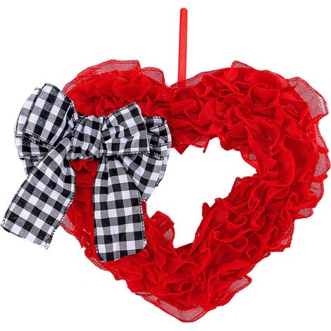 Guirlande En Forme De Coeur - Fleur Artificielle En Soie - Décoration Porte D'Entrée Intérieure Extérieure - Pour Mariage Anniversaire Saint Valentin - 1 Pièce (1/5)