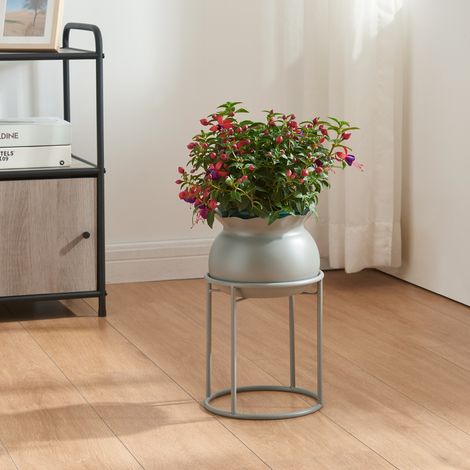 Soporte para plantas Assen con macetero metal  32xØ20cm  - Gris [en.casa]