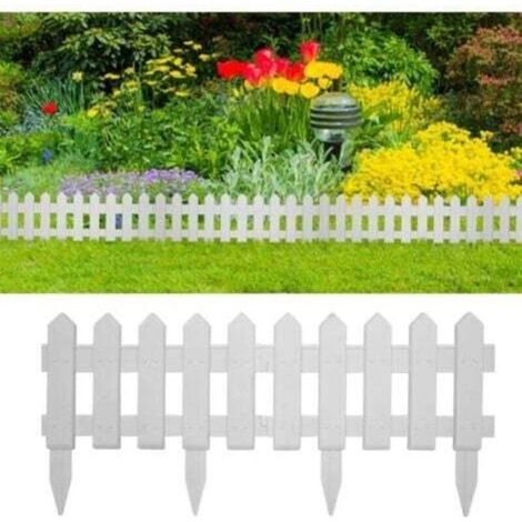 Bordure de pelouse 5 pièces blanche 1,9 m, clôture pastorale jardin vert petite clôture (1/3)