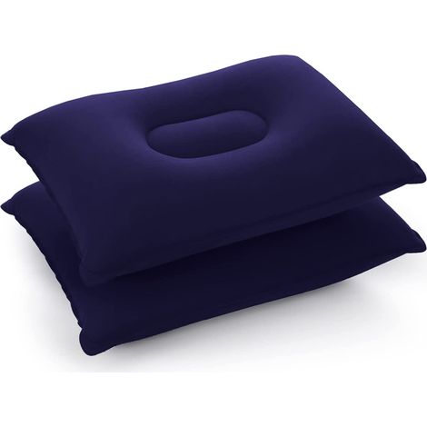 pièces 42x29 cm Aufblasbares Camping Kissen Leichtes Reisekissen Luftkissen Strandkissen Beflockung Kopfkissen für Büro, Outdoor,Blau (1/5)