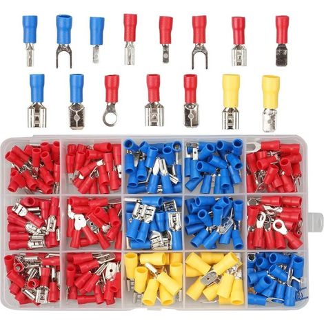 Lot de 280 cosses électriques isolées - Outil à sertir isolé - Connecteurs de câble isolés - Assortiment de connecteurs de fils électriques (1/5)