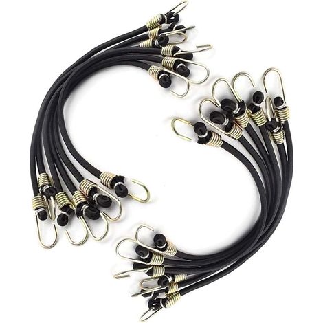 [NIE BENUTZT]12 x Elastische Spanngurte mit Haken, Mini-Gepäckspanner, elastisches Seil für Transport, Camping und Outdoor-Aktivitäten, 5 mm x 30 cm (1/5)