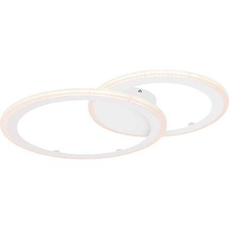 Plafonnier LED dimmable anneau design salon éclairage lumière du jour lampe télécommande blanc