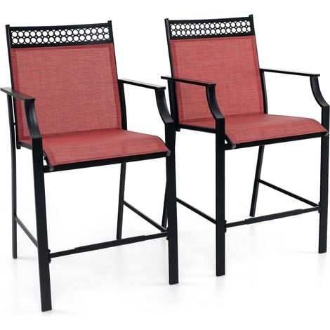 Outdoor Patio Chair Set of 2 Home Patio Counter Height Chairs w/Footrest