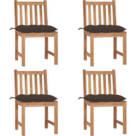Lot de 4 Chaises de jardin - Chaises d'extérieur pour terrasse/jardin avec coussins Bois de teck massif BV735516 - BonneVie (1/5)