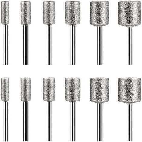 Set di 12 punte diamantate per trapano per pietra, vetro, ceramica, utensili rotanti, 4, 5, 6, 8, 10 mm (1/4)