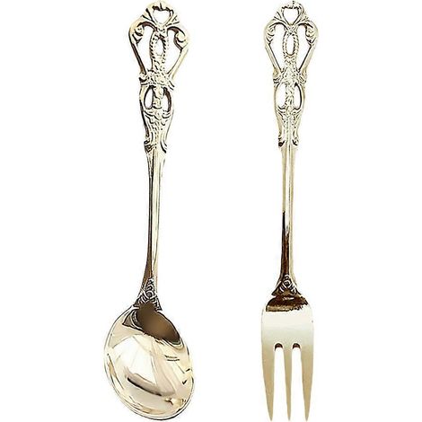 ensemble de couverts de cuisine anglais (fourchette et cuillère) style rétro-13X2.5X0.1CM-Golden (1/4)
