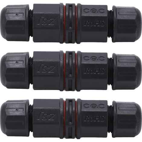 Connecteur de câble étanche 4 broches droit IP68 3 pièces pour fontaines luminaires LED extérieur (1/5)