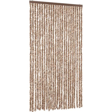 Rideau anti-mouches beige et marron foncé 100x230 cm chenille CFW65085 (1/5)