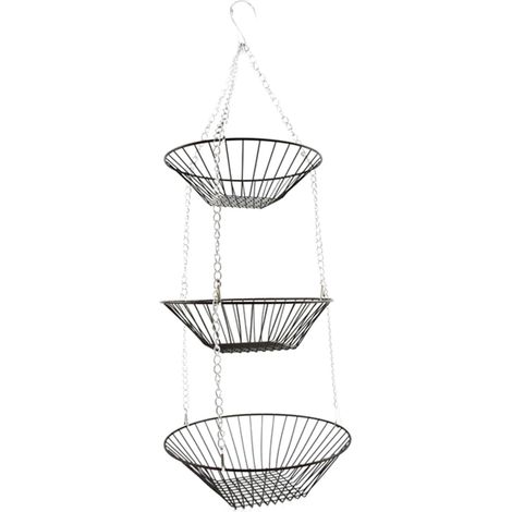 Corbeille à fruits à 3 niveaux - Paniers de rangement pour légumes - Chaîne métallique à suspendre - Économie d'espace - Panier de rangement décoratif pour salle de bain (1/4)