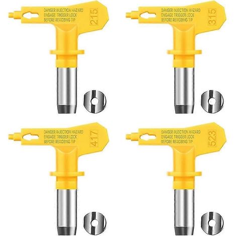 Embouts de pulvérisation réversibles sans air (lot de 4) pour pulvérisateurs Wagner Graco Titan, buse en acier inoxydable avec embout en tungstène jaune/argenté (1/5)