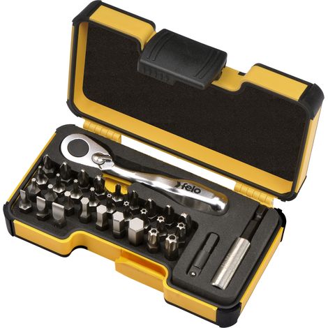 Felo Xs 33 Strongbox Coffret d\'embouts de tournevis pour écrous à fente/Phillips/Pozidriv/Torx/hexagonaux et Torx -Semiconductor500 de sécurité 33 pièces (1/3)