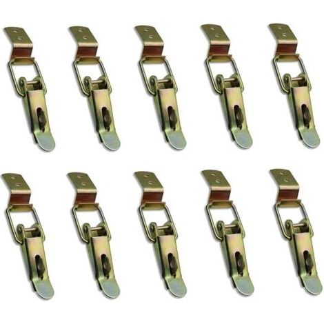 10 Pièces Levier fermé et crochet, Fermeture à bascule, pour tiroir, Levier de verrouillage, boîte à outils, placard, armoire, boîte (jaune galvanisé) (1/5)