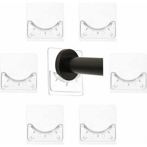 6Pcs Titulaire De Tringle À Rideau Adhésif Bain Tige à Rideau Pôle Support Serviette Mural Placard Pôle Tige Crochets Bar De Douche Montage Porte-Canne pour Accueil Salle