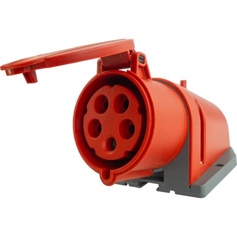 Prise murale CEE 32A 5P 400V IP44 rouge (1/5)