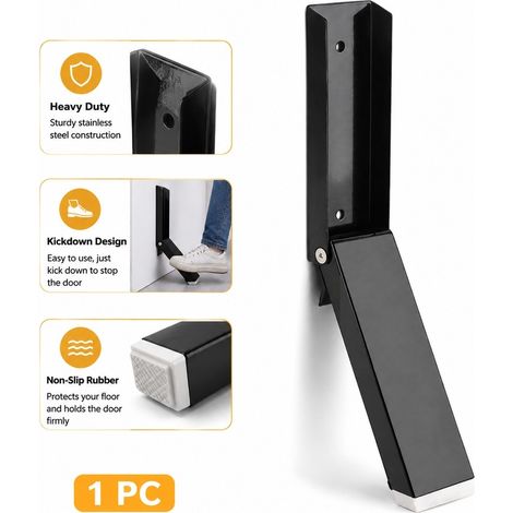 Butoir de porte - Butoirs de porte à commande au pied haute résistance, caoutchouc antidérapant, fixations de porte, pour le bas des portes (1/5)