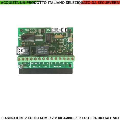 Decodifica Scheda Elettronica Ricambio per Tastiera SL-TKB Montaggio Interno 2 Led Multifunzioni Rosso Verde Alimentazione 12 V 2 Codici DTMF 6 Cifre Relè Liberi a Tempo da 0 a 99" o Bistabili ON-OFF (1/3)