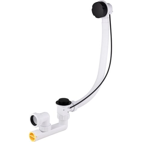 Ensemble vidage baignoire à câble siphon orientable sortie Ø40 NOYON & THIEBAULT Capot et Volant noir mat